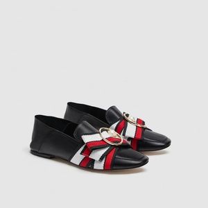 ZARA LEATHER LOAFERS WITH RIBBON DETAIL